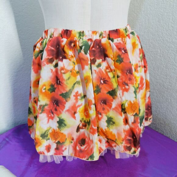 Golds Infinity Mini Skirt Size Small Orange Floral Cosplay Party Casual Festival - Picture 1 of 6